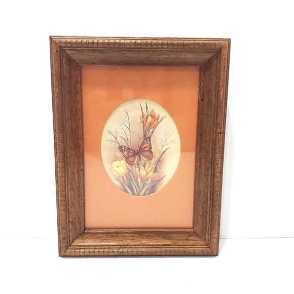 Vtg Kay Lamb Shannon Wood Framed Butterfly Print Entomology Art 9" x 7" - Picture 10 of 11
